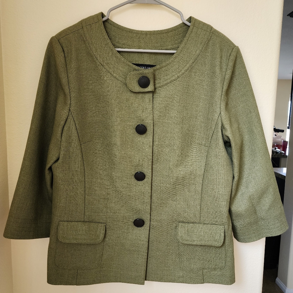 Vintage Retro Style 3/4 Sleeve Suit Jacket Olive Green 18 Romantic 50's